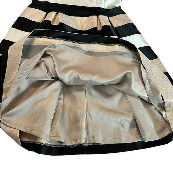Eliza J Black White Gold Striped A-Line Jewel Dress Size 2P - Picture 10 of 17